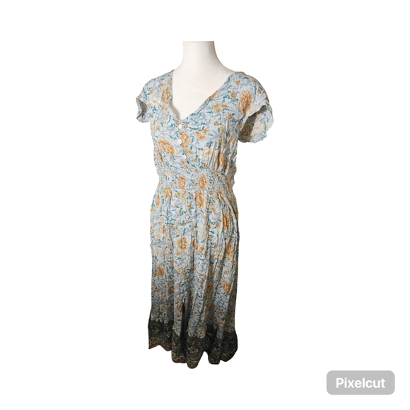 NWOT Allegra K Floral Midi Dress in Blue and Green Size XL - Picture 9 of 10